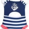 Infant Baby Girls Pink Navy Striped Anchor 1-Piece Swimsuit