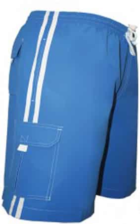 Men's Striped Aqua Blue Cargo Swim Trunk Board Shorts