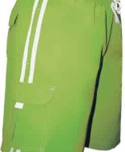 Men's Striped Lime Green Cargo Swim Trunk Board Shorts