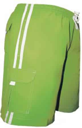 Men's Striped Lime Green Cargo Swim Trunk Board Shorts