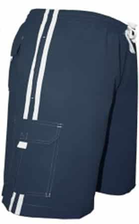 Men's Striped Navy Cargo Swim Trunk Board Shorts