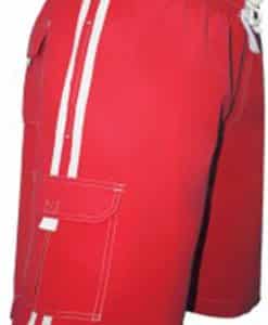 Men's Striped Red Cargo Swim Trunk Board Shorts