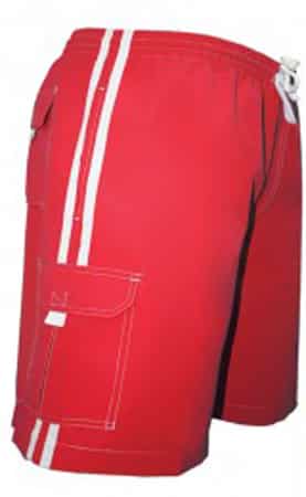 Men's Striped Red Cargo Swim Trunk Board Shorts