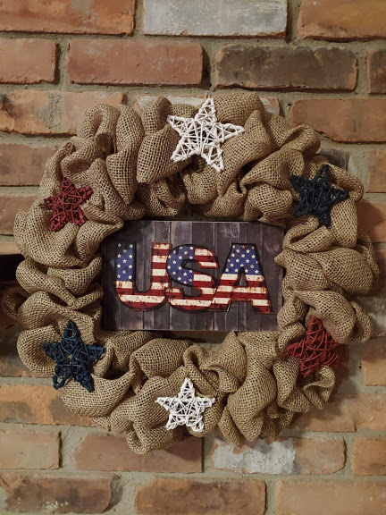 USA Patriotic 16" Burlap Wreath