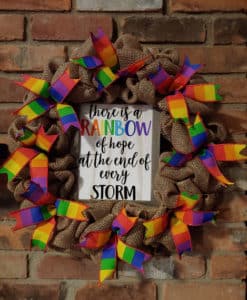 Rainbow of Hope at the End of the Storm Pride 16" Burlap Wreath