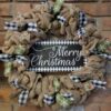 Plaid Merry Christmas 16" Burlap Wreath