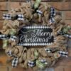 Buffalo Plaid Merry Christmas 16" Burlap Wreath