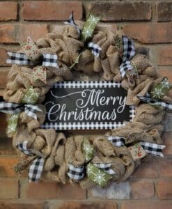 Plaid Merry Christmas 16" Burlap Wreath