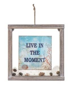 Live In The Moment Sign: Framed, Glass/Wood 8" X 8"