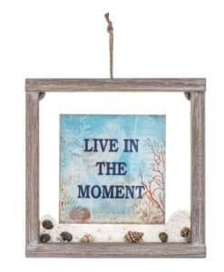 Live In The Moment Sign: Framed, Glass/Wood 8" X 8"