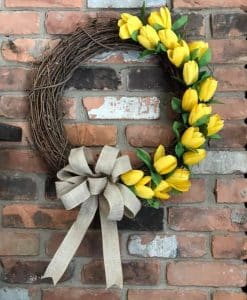 Yellow Tulip 18" Grapevine Wreath