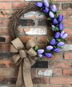 Purple Tulip 18" Grapevine Wreath