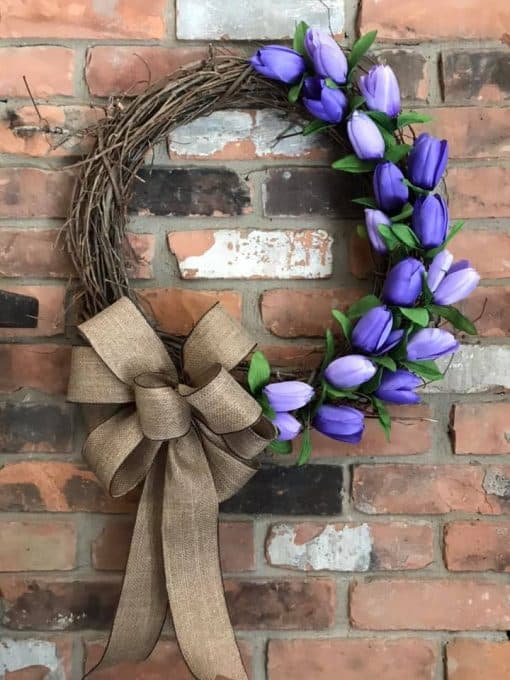 Purple Tulip 18" Grapevine Wreath