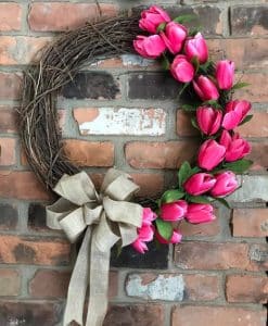 Pink Tulip 18" Grapevine Wreath