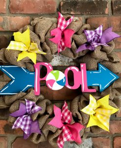 Summer Pool Arrow 16" Burlap Wreath