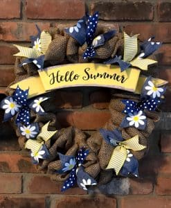 Hello Summer Daisy 16" Burlap Wreath