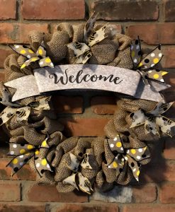 Welcome Bee 16" Burlap Wreath