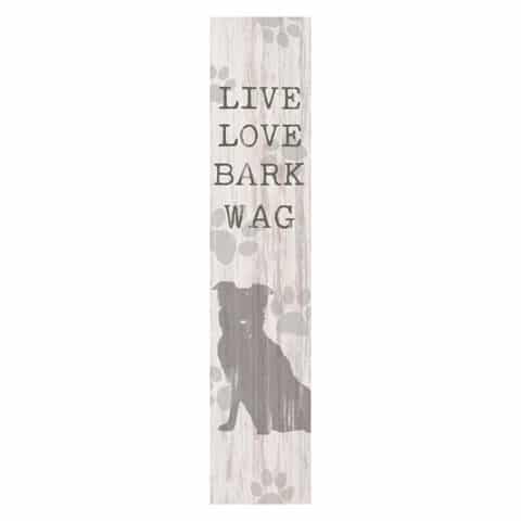 Live Love Bark Wag Vertical Block Sign Pine 1.5" X 7.25"