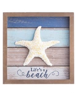 Life's A Beach Framed Starfish Tabletop Decor 8" X 8"