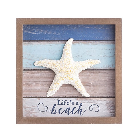 Life's A Beach Framed Starfish Tabletop Decor 8" X 8"