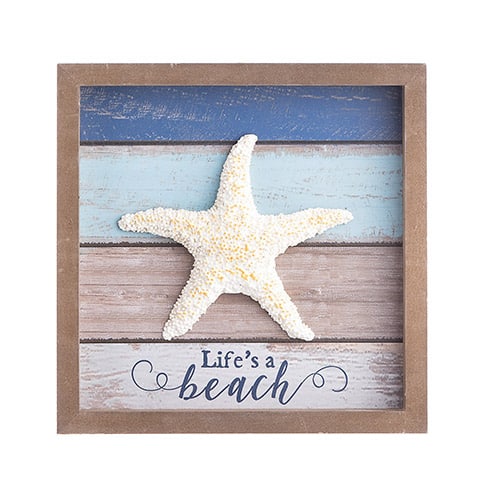Life's A Beach Framed Starfish Tabletop Decor 8" X 8"
