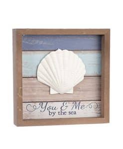 You & Me By The Sea Tabletop Sign With Shell Accent 8" X 8"