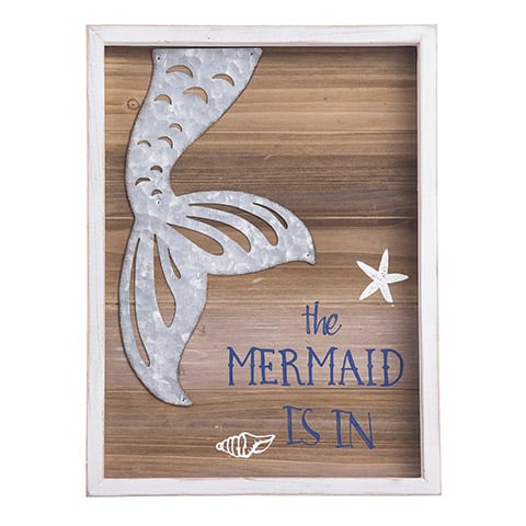 The Mermaid Is In 12" x 15" Wood Sign