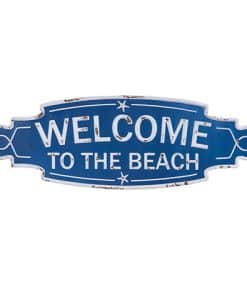 Blue & White Welcome To The Beach Sign 23.5"