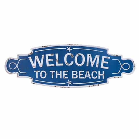 Blue & White Welcome To The Beach Sign 23.5"