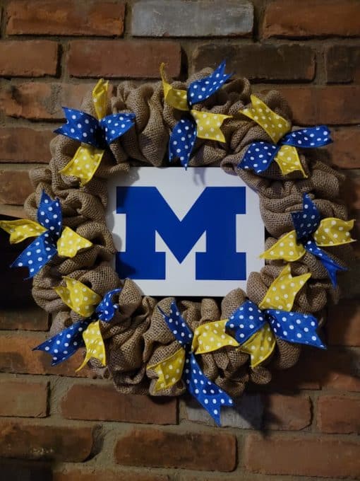 University of Michigan Wolverines 16" Burlap Wreath Door Decor