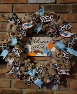 Welcome To Our Patch Fall Leopard Pumpkin 16" Burlap Wreath