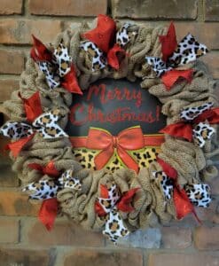 Leopard Merry Christmas 16" Burlap Wreath