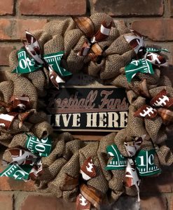Football Fans Live Here 16" Fall Burlap Wreath