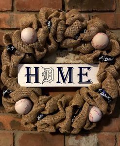 Detroit Home Baseball 16" Burlap Wreath