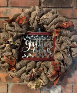 Gather Here 16" Fall Burlap Wreath