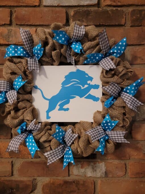 Detroit Lions Football 16" Burlap Wreath