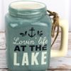 Ceramic Lovin' Life At The Lake Blue Mason Jar Mug