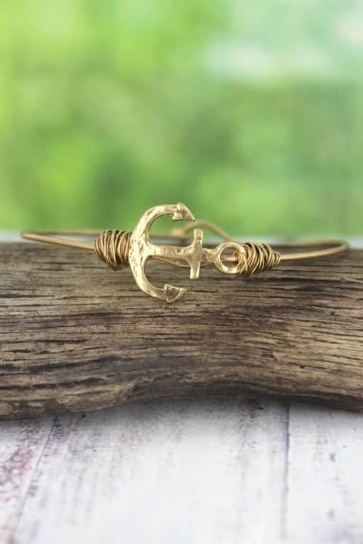 Worn Goldtone Anchor Bangle