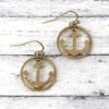 Worn Goldtone Anchor Circle Earrings