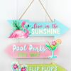 Sunshine Pool Flip Flops 16" X 16.25" Wood Sign