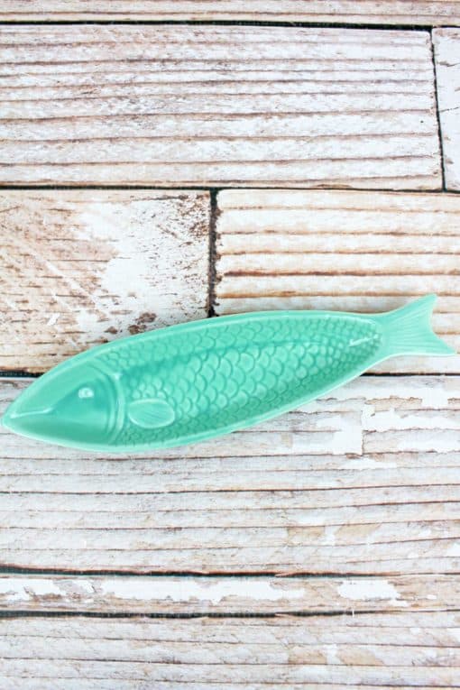 2.5" x 9.5" Porcelain Fish Shaped Snack Dish