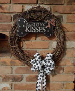 Beware of Dog Kisses 16" Grapevine Wreath