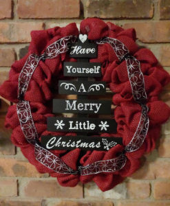 Have Yourself A Merry Little Christmas 16" Red Burlap Wreath