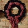 Red and Black Plaid 16" Black Burlap Wreath