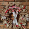 Welcome Red White Skiis 16" Burlap Winter Wreath