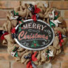 Merry Christmas Chalkboard 16" Burlap Christmas Wreath