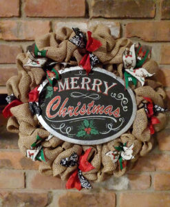 Merry Christmas Chalkboard 16" Burlap Christmas Wreath