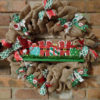 Ho Ho Ho Christmas Holiday 16" Burlap Wreath Door Decor