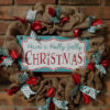 Have a Holly Jolly Christmas 16" Teal Red Burlap Wreath Door Decor