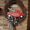 Merry Christmas Vintage Red Truck 16" Grapevine Wreath Door Decor